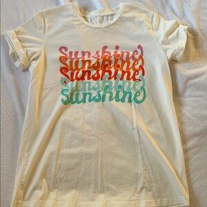 Cream T-Shirt with Multicolor 'Sunshine' Print